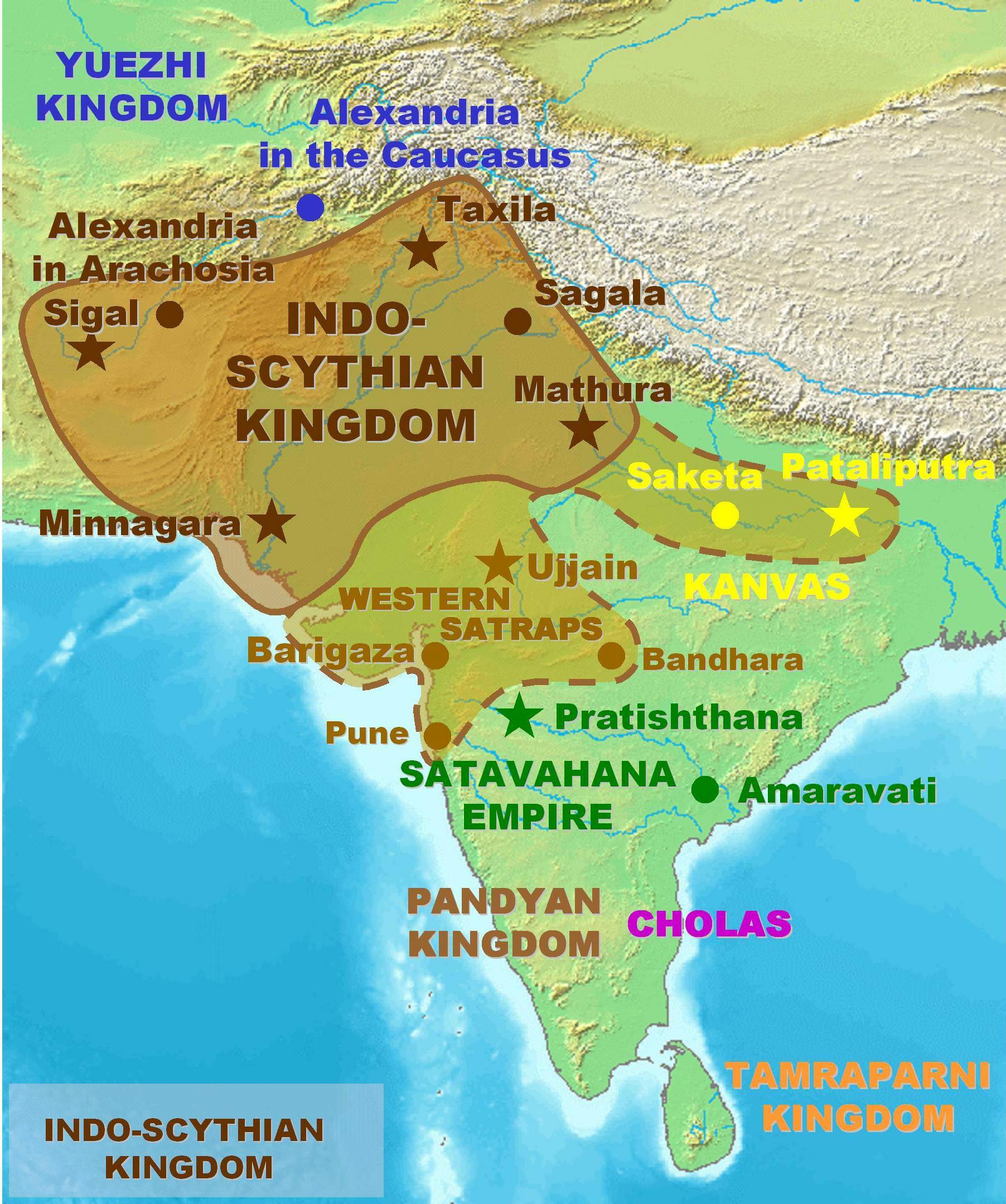 Map of the Indo-Saka / Indo-Scythian Kingdoms.